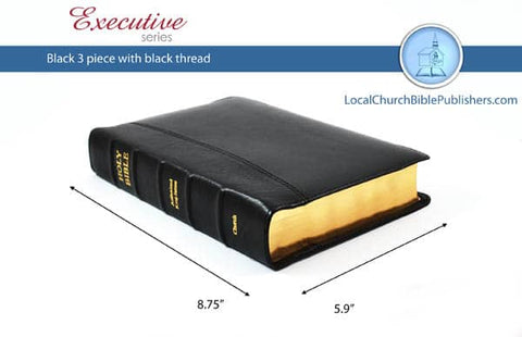 Hand Size Center Column Reference KJV Bible (Black, 3 Piece Calfskin Leather, Red Letter)