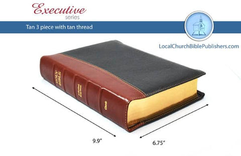 Mid-Size Notetakers' KJV Bible (Tan/Black, 3 Piece Calfskin Leather, Black Letter)