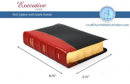 Hand Size Text KJV Bible (Red/Black, Calfskin Leather, Black Letter)