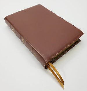 Mid-Size Large Print KJV Text Bible (Brown Calfskin Leather, Red Letter)